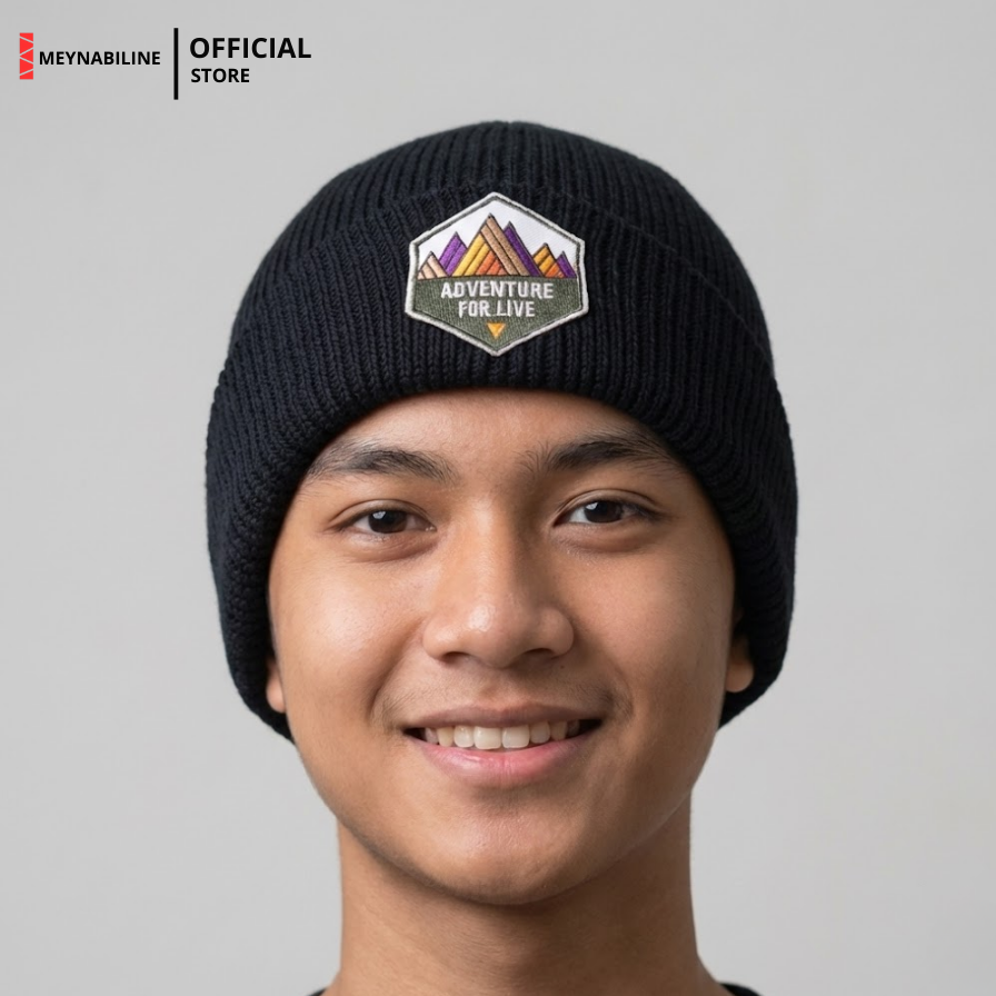 Adventure For Live Beanie Hat Knit Premium - Black - Gambar 4