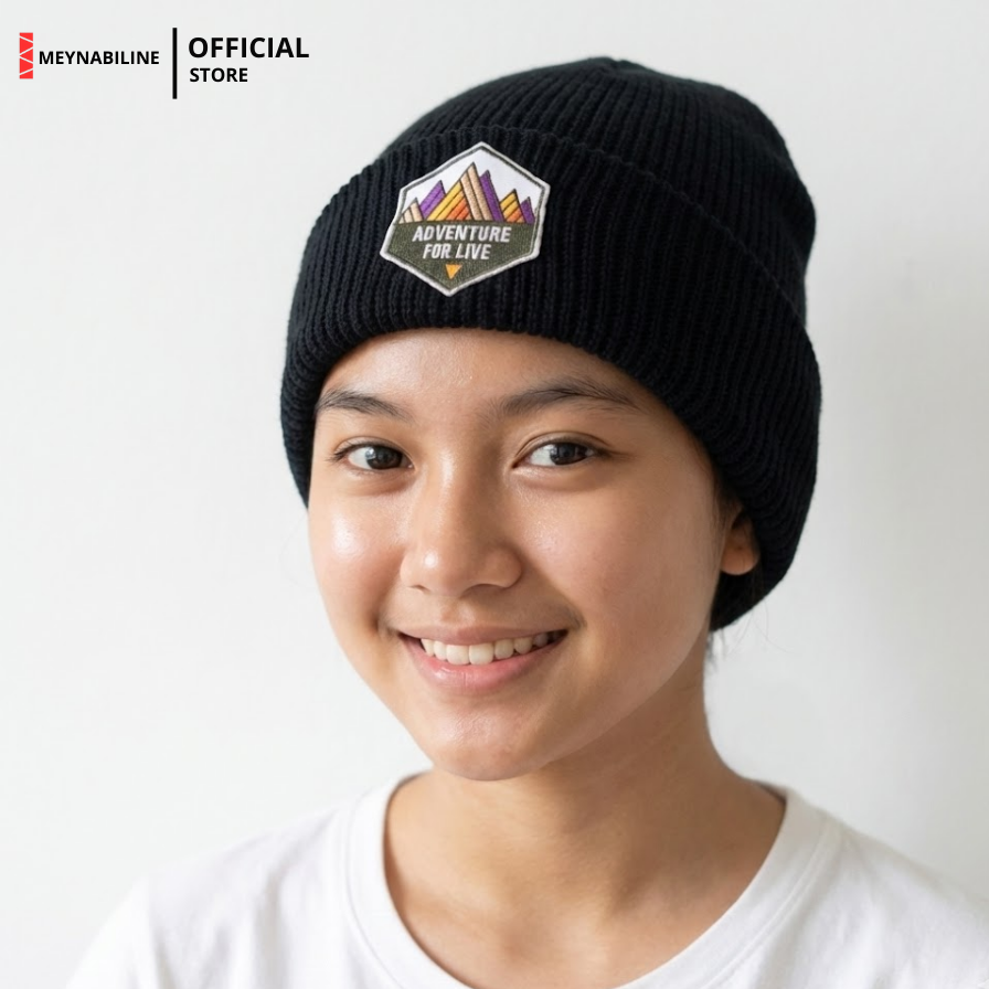 Adventure For Live Beanie Hat Knit Premium - Black