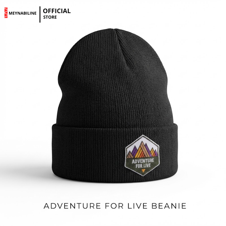 Adventure For Live Beanie Hat Knit Premium - Black - Gambar 2