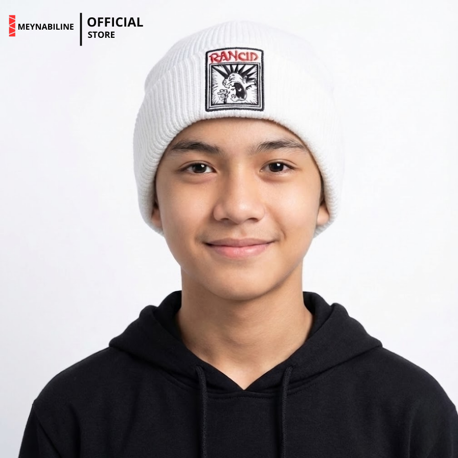 Rancid Beanie Hat Knit Premium - White - Gambar 5
