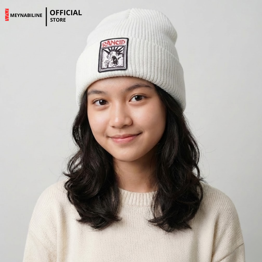 Rancid Beanie Hat Knit Premium - White