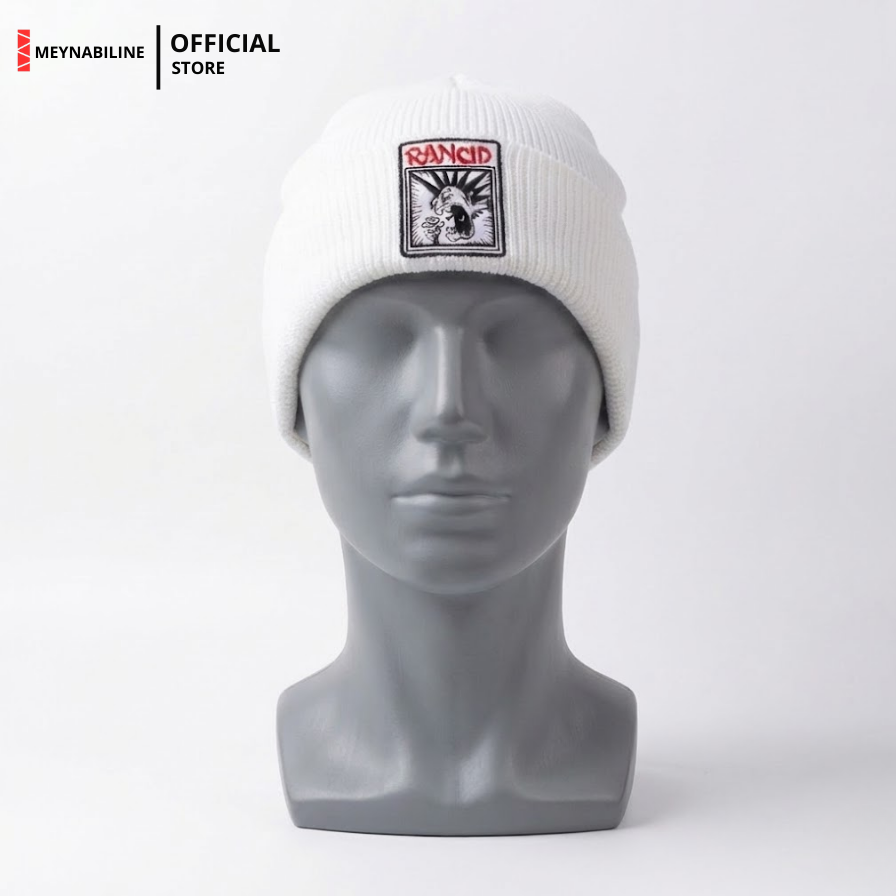 Rancid Beanie Hat Knit Premium - White - Gambar 2