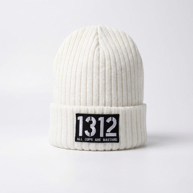 1312 All Cops Are Bastard ACAB Beanie Hat Knit Premium - White - Gambar 3