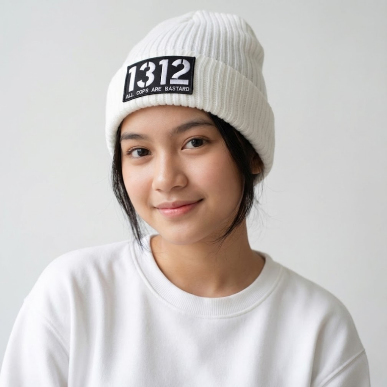 1312 All Cops Are Bastard ACAB Beanie Hat Knit Premium - White
