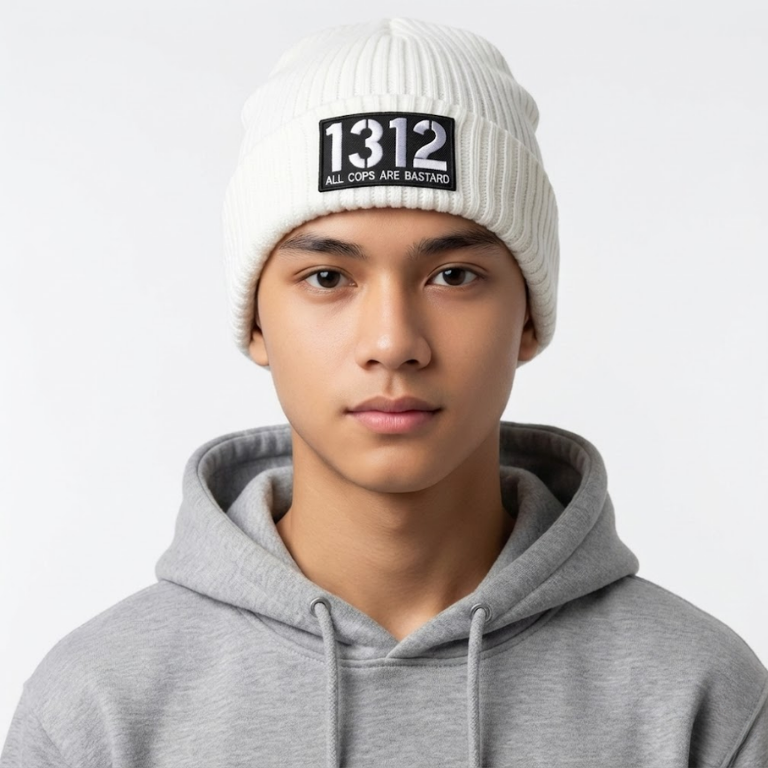 1312 All Cops Are Bastard ACAB Beanie Hat Knit Premium - White - Gambar 2