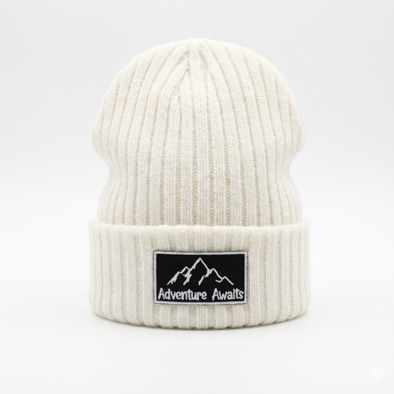 Adventure Awaits v2 Beanie Hat Knit Premium - White - Gambar 2