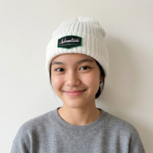Adventure Awaits Beanie Hat Knit Premium - White