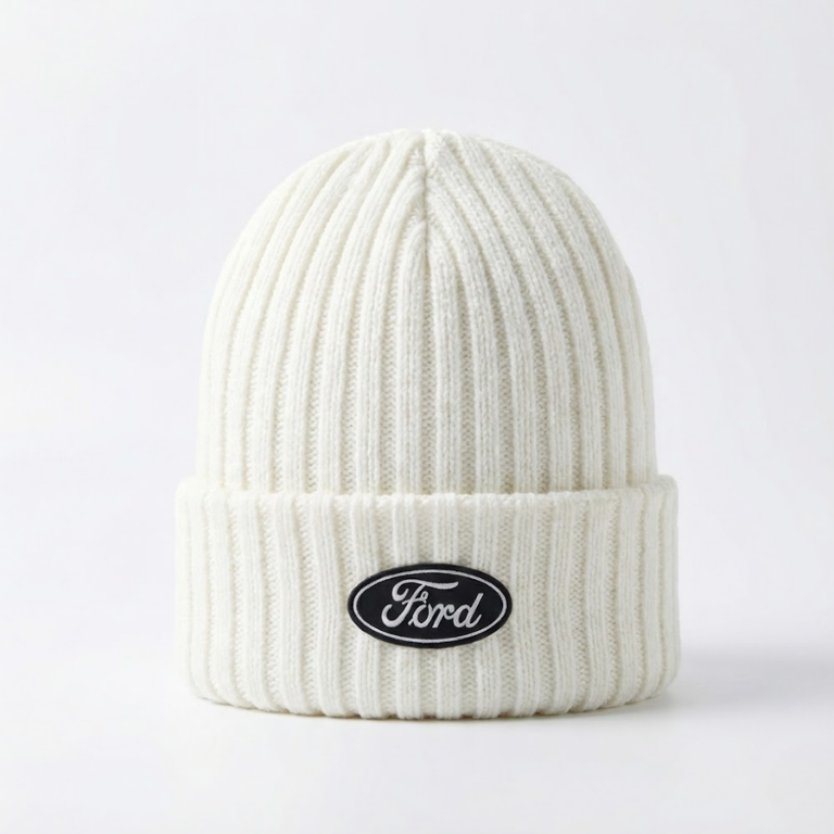 Ford Beanie Hat Knit Premium - White - Gambar 2